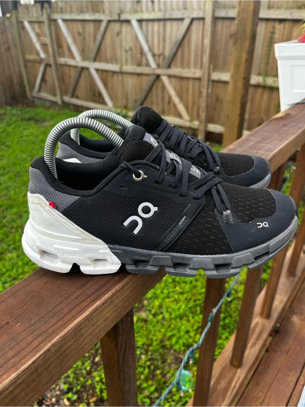 On Running Cloudflyer 4 Black White Women's Size 7.5 Running Walking Shoes